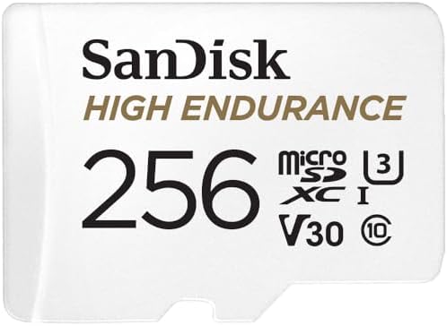 SanDisk 256GB High Endurance Video microSDXC Card with Adapter for Dash Cam and Home Monitoring Systems - C10 U3 V30 4K UHD Micro SD Card - SDSQQNR-256G-GN6IA