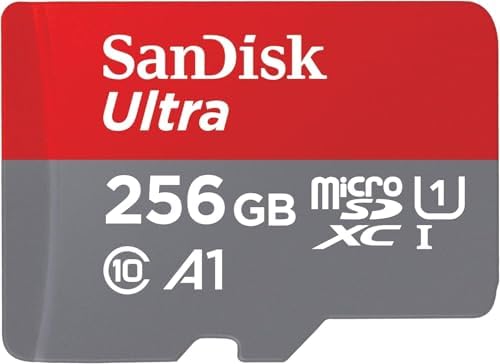 SanDisk 256GB Ultra microSDXC UHS-I Memory Card with Adapter - Up to 150MB/s C10 U1 Full HD A1 MicroSD Card - SDSQUAC-256G-GN6MA