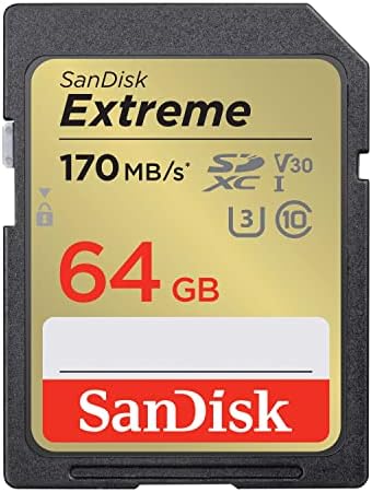 SanDisk 64GB Extreme SDXC UHS-I Memory Card - C10 U3 V30 4K UHD SD Card - SDSDXV2-064G-GNCIN Gray/Gold