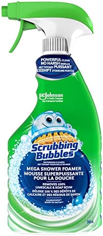 Scrubbing Bubbles Mega Shower Foamer Spray Removes Soap Scum from Tubs Shower Walls and More Rainshower Scent 946mL