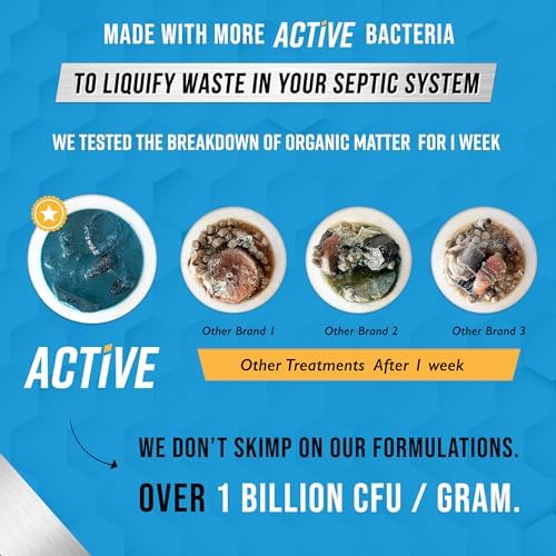 Septic Tank System Treatment Pods - 12 Dissolving Packets Enzyme-Producing Live Bacteria Solution 1 Year Supply Professional Eco-Friendly Maintenance Prevent Clogs Odor & Backups Made In USA