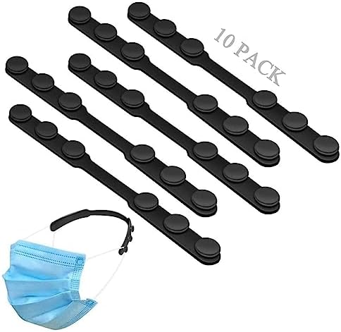 Silicone Mask Strap Extender with Buttons 10pcs Adjustable Anti-Slip Mask Extender Relieve Ear Pain Anti-Tightening Soft Ear Saver Protector Elastic Ear Strap Hook Holder for Kids & Adults