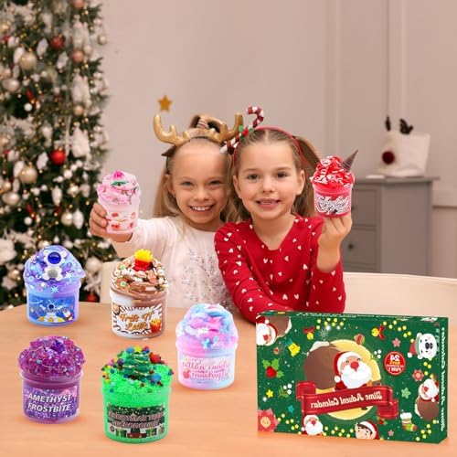 Slime Advent Calendar 2025 Christmas Countdown Calendars 24 Days Of Surprises With Different Texture Slime And Toys Kit Funny Gifts For Toddler Kids Teens Girls Boys 4 5 6 7 8 9 10 11 12 Year Old