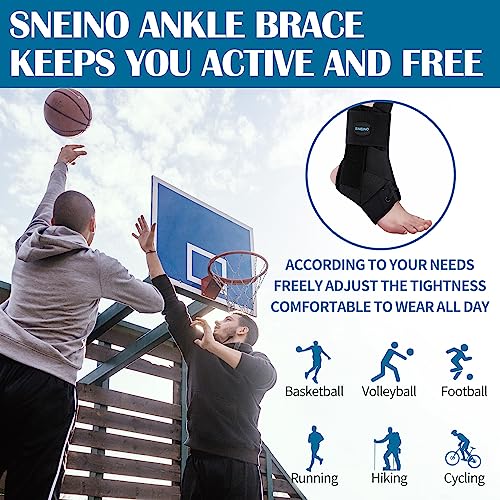 SNEINO Ankle Brace For Sprained Ankle Adjustable Lace Up Ankle Brace For Women & Men Ankle Stabilizer For Injury Recovery Sprain Joint Pain Ankle Support For Volleyball Running Sports. Medium