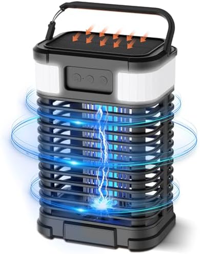 Solar Bug Zapper 4200V Mosquito Zapper Cordless and Rechargeable Bug Zapper Outdoor with LED Light Portable Waterproof with Hook for Patio Camping Backyard Garden (Black)