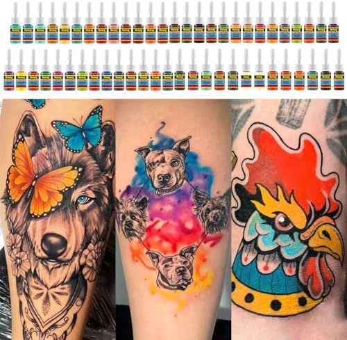 Solong Tattoo Ink Set 54 Complete Colors Pigment Kit 1/6oz (5ml) Tattoo Supply For Tattoo Kit TI1001-5-54