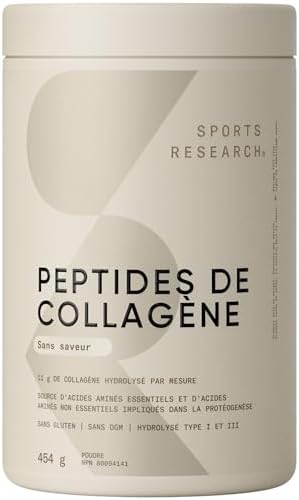 Sports Research Collagen Peptides - Hydrolyzed Type 1 & 3 Collagen Powder Protein Supplement For Essential Amino Acids - Easy Mixing Vital Nutrients & Proteins Collagen For Women & Men