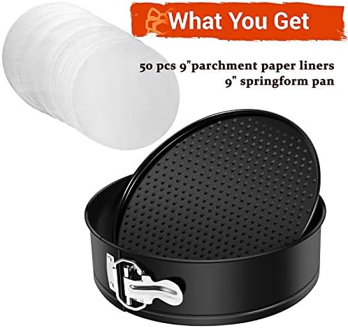 Springform Pan 9 Inch Springform Pan Nonstick Leakproof Cake Pan Cheesecake Pan With 50 Pcs Parchment Paper Liners - Fits 6 Qt 8 Qt Pressure Cooker