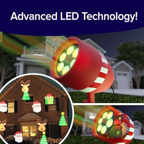 Star Shower Slide Show Christmas LED Projector AS-SEEN-ON-TV Showcase Your Home With Full-Color Holiday Remote Control Use 2 Or More For Spectacular Results Includes 6 Christmas Slides