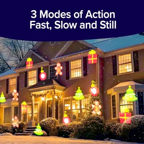 Star Shower Slide Show Christmas LED Projector AS-SEEN-ON-TV Showcase Your Home With Full-Color Holiday Remote Control Use 2 Or More For Spectacular Results Includes 6 Christmas Slides