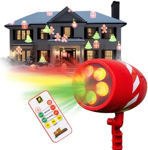 Star Shower Slide Show Christmas LED Projector AS-SEEN-ON-TV Showcase Your Home with Full-Color Holiday Remote Control Use 2 or More for Spectacular Results Includes 6 Christmas Slides