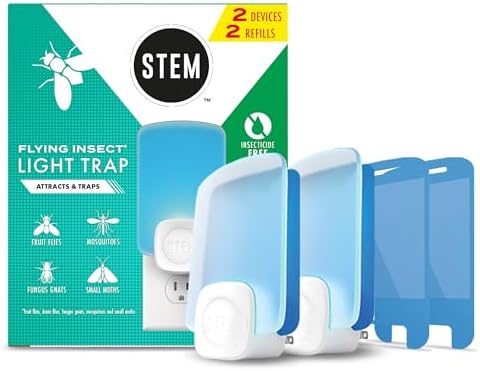 STEM™ Flying Insect Light Trap Indoor Fruit Fly Trap Effective Insect Control for Home Attracts and Traps Flying Insects Starter Kit with 2 Plug-in Devices and 2 Cartridges