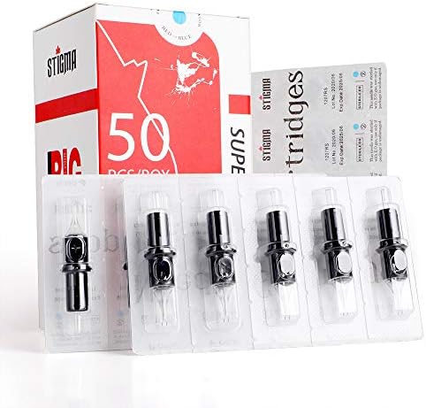 Stigma #12(5RL) Standard Disposable Tattoo Needle Cartridges with Membrane Safety Cartridges for Tattoo Artists Round Liner 50Pcs Super Value Pack EN05-50-1205RL