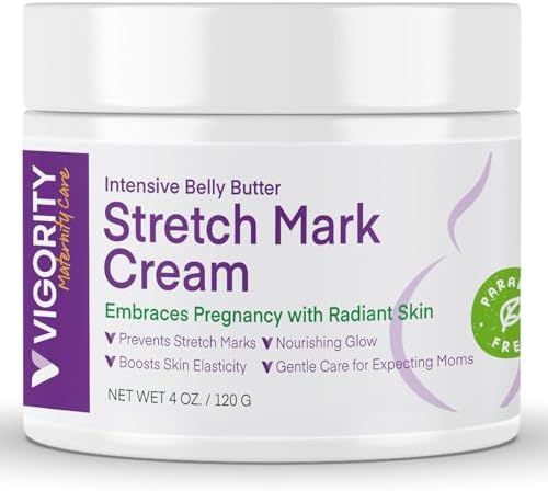 Stretch Mark Cream for Pregnant Women: Belly Butter for Expecting Moms - Moisturizing Lotion for Skin Elasticity - Maternity Skin Care Cream - 4 Oz