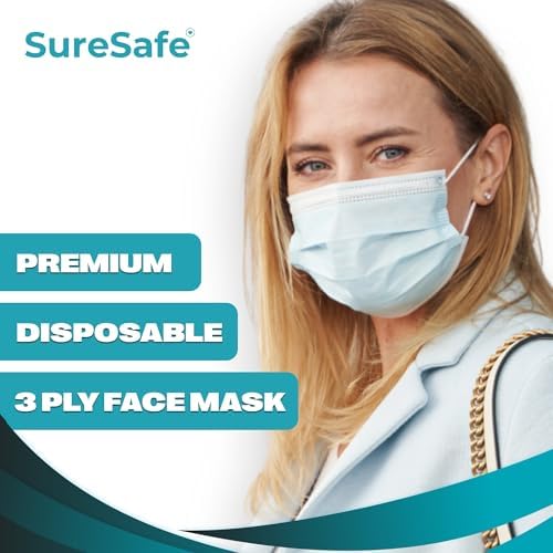 SURESAFE Premium Blue Mask - [100/200/400/2000PACK] Disposable Face Mask 3 Ply Face Mask With Ear Loop High Filtration
