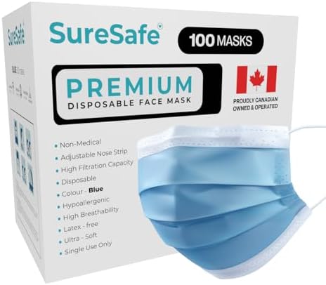 SURESAFE Premium Blue Mask - [100/200/400/2000PACK] Disposable Face Mask 3 Ply face mask with ear loop High Filtration