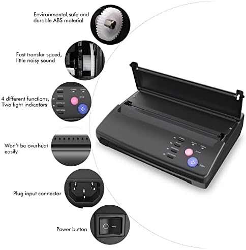 TATELF Tattoo Stencil Printer Thermal Copier Tattoo Stencil Machine With 20pcs Transfer Paper For Tattooing Artists (Black)