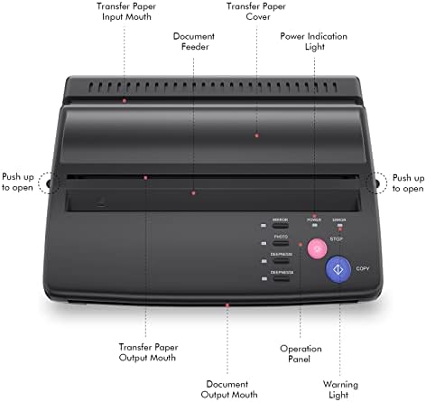 TATELF Tattoo Stencil Printer Thermal Copier Tattoo Stencil Machine With 20pcs Transfer Paper For Tattooing Artists (Black)