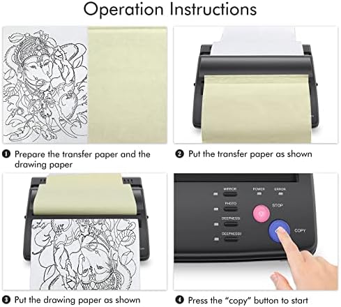 TATELF Tattoo Stencil Printer Thermal Copier Tattoo Stencil Machine With 20pcs Transfer Paper For Tattooing Artists (Black)