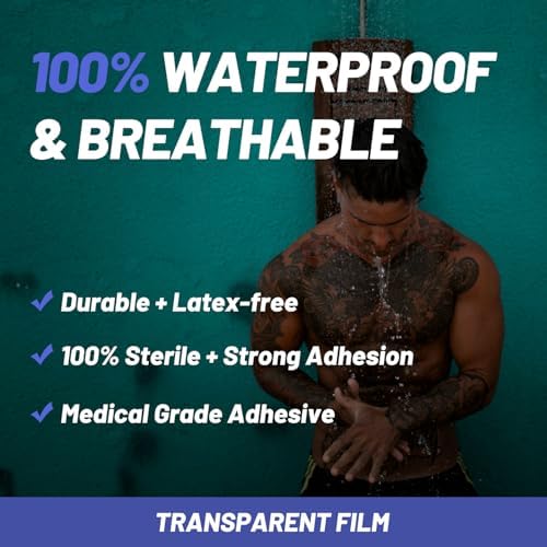 Tattoo Aftercare Bandage (6'' X 2.2yd With Sliding Knife) - Second Skin Tattoo Cover Up Tape - Adhesive Tattoo Wraps Bandages - Tattoo Healing Wrap - Tattoo Protection Breathable Waterproof