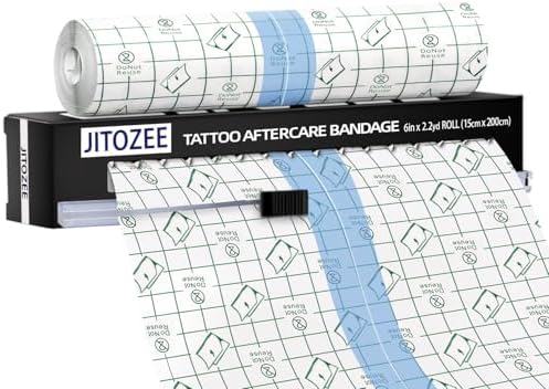 Tattoo Aftercare Bandage (6'' x 2.2yd with Sliding Knife) - Second Skin Tattoo Cover up Tape - Adhesive Tattoo Wraps Bandages - Tattoo Healing Wrap - Tattoo Protection Breathable Waterproof