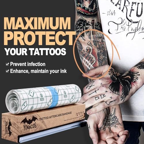 Tattoo Aftercare Bandage Roll Second Skin Tattoo Bandage With Sliding Cut 6" X 2.2 Yard Second Skin Protection Transparent Film Waterproof Breathable Stretch Adhesive Cover Tattoos Supplies
