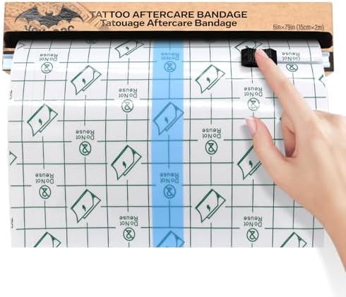 Tattoo Aftercare Bandage Roll Second Skin Tattoo Bandage with Sliding Cut 6" x 2.2 Yard Second Skin Protection Transparent Film Waterproof Breathable Stretch Adhesive Cover Tattoos Supplies