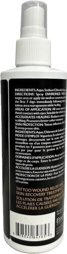 Tattoo Aftercare Spray - Made With Hypochlorous Acid - Moisturizing + Ink Hydration - Promotes Soothing + Relief & Hypoallergenic - Alcohol Free Cleansing Spray - 225ml