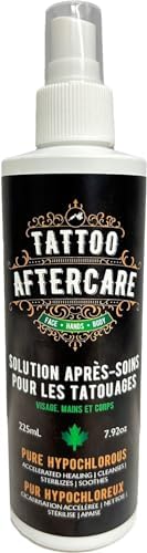 Tattoo Aftercare Spray - Made with Hypochlorous Acid - Moisturizing + Ink Hydration - Promotes Soothing + Relief & Hypoallergenic - Alcohol Free Cleansing Spray - 225ml