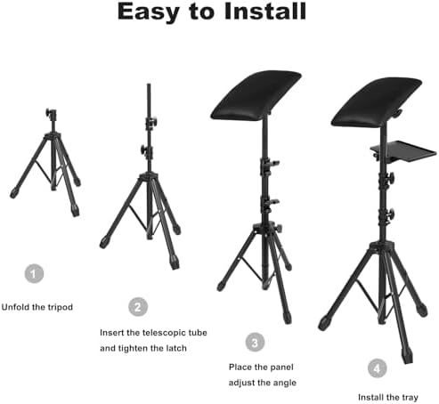 Tattoo Armrest Stand Height Adjustable Tattoo Armrest Tripod With Tray For Tattoo Supplies (Black Upgrade)