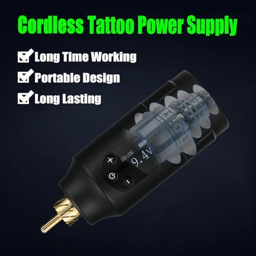 Tattoo Battery Power Supply RCA Spare Portable Rechargeable Motor For Tattoo Pen Rotary Tattoo Machine Permanent Makeup Equipment (OLED - Black)