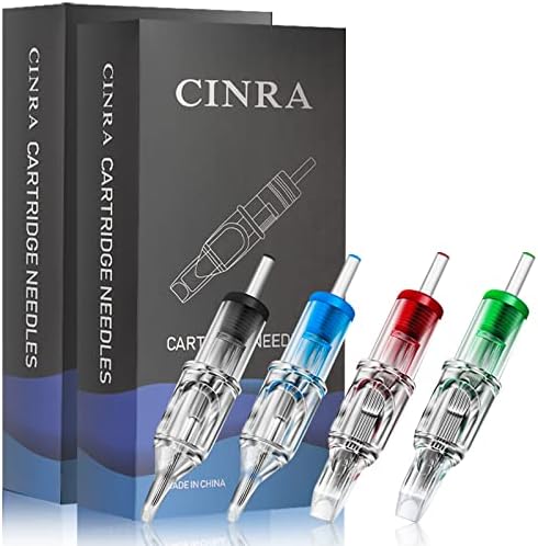 Tattoo Cartridge Needles CINRA 40Pcs Tattoo Needles Mixed Size 1003RL 1005RL 1007RL 1205RS 1207RS 1209RM 1205M1 1207M1 Round Liner Shader Magnum Cartridge Tattoo Needles for Tattoo Supplies