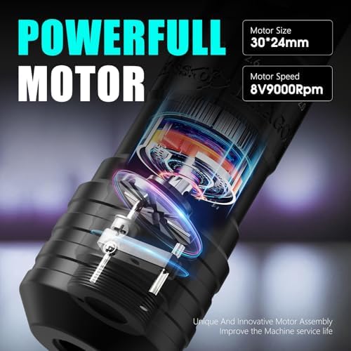 Tattoo Gun Kit Complete Wireless Tattoo Machine Kit Kiss Of Dragon V1 Rotary Adjustable Stroke Tattoo Pen With 1600 MAh Cordless Battery Tattoo Cartridge Needles Set For Beginners