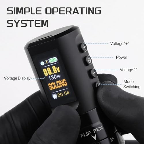 Tattoo Kits Solong Wireless Tattoo Machine Kit 1800mAh Battery LED Display 40PCS Cartridges 15 Tattoo Inks Adjustable Stroke 2.4-4.2mm SLE96EN01S-1