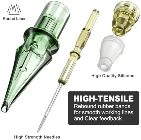 Tattoo Needle Cartridge Solong Pro 20Pcs Disposable Tattoo Needles 1003 Round Liner X-Taper Tattoo Cartridge Needles(1003RL) EN01S-20-1003RL-X