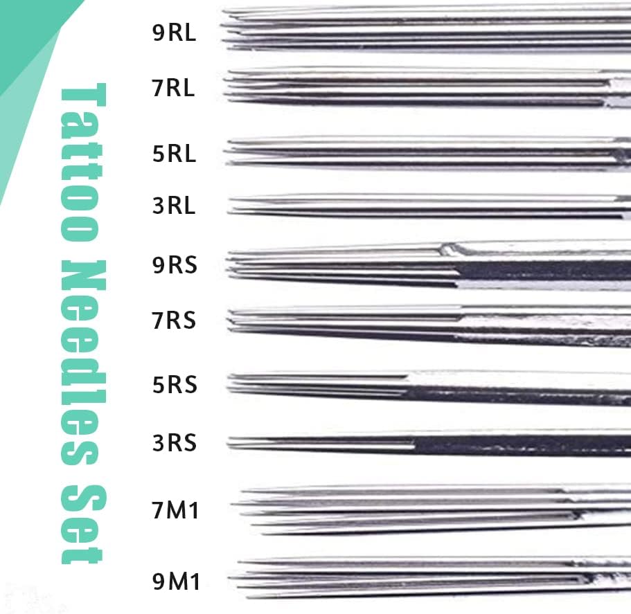 Tattoo Needles Set - Autdor 50PCS Mixed Tattoo Needles 3RL 5RL 7RL 9RL 3RS 5RS 7RS 9RS 5M1 7M1 Disposable Sterile Tattoo Gun Needles Assorted Liners Shaders And Magnum For Tattoo Machine Tattoo Kit And Tattoo Supplies (RL/RS/M1-
