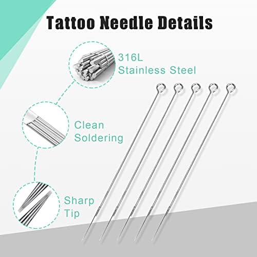 Tattoo Needles Set - Autdor 50PCS Mixed Tattoo Needles 3RL 5RL 7RL 9RL 3RS 5RS 7RS 9RS 5M1 7M1 Disposable Sterile Tattoo Gun Needles Assorted Liners Shaders And Magnum For Tattoo Machine Tattoo Kit And Tattoo Supplies (RL/RS/M1-