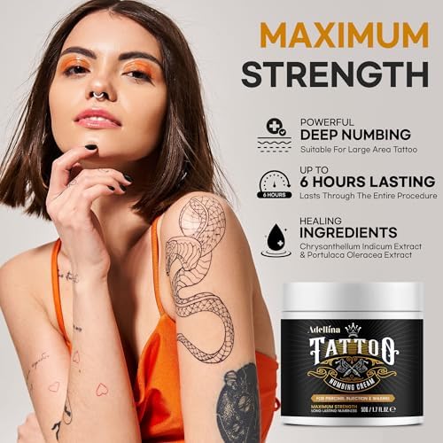 Tattoo Numbing Cream Maximum Strength: 6 Hours Painless Tattoo Numbing Cream - Extra Strength For Tattoos Piercing Waxing 50g/1.7oz