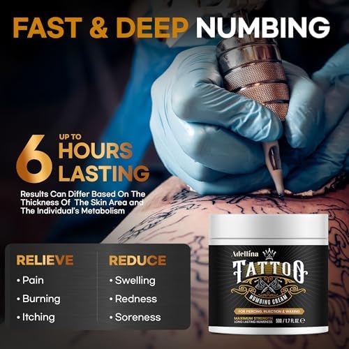 Tattoo Numbing Cream Maximum Strength: 6 Hours Painless Tattoo Numbing Cream - Extra Strength For Tattoos Piercing Waxing 50g/1.7oz