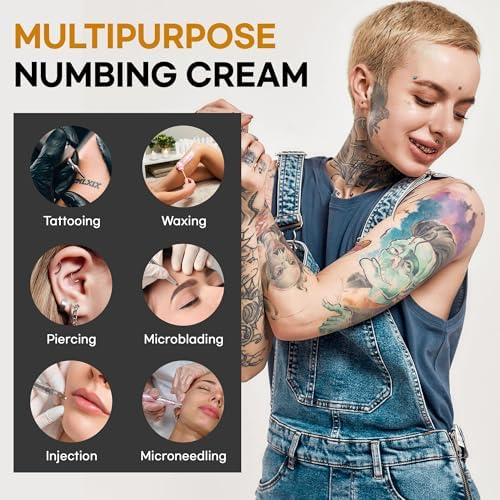 Tattoo Numbing Cream Maximum Strength: 6 Hours Painless Tattoo Numbing Cream - Extra Strength For Tattoos Piercing Waxing 50g/1.7oz