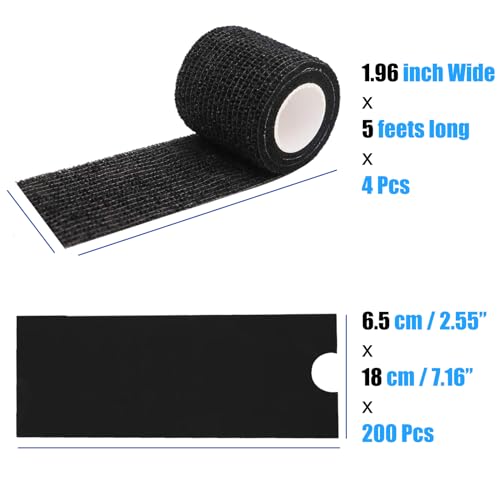 Tattoo Pen Machine Cover Grip Tape Wrap - MIUXIA 200Pcs Tattoo Pen Covers Black And 4Pcs Tattoo Grip Wrap Combination Grip Tattoo Machine Covers Tattoo Tape Wrap Tattoo Supplies…