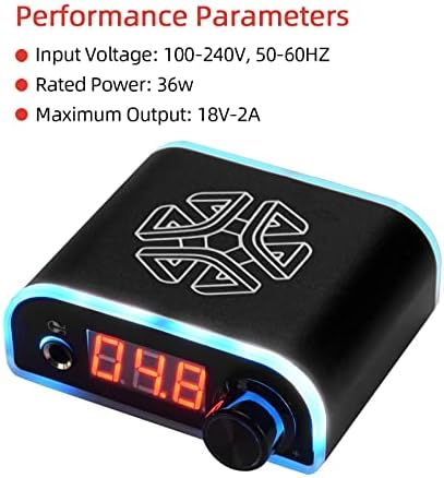 Tattoo Power Supply ATOMUS Digital Power Supply With Cable Foot Pedal Button Colorful Light For Tattoo Machine Pen Liner And Shader Tattoo Machine Power Supply (Black)