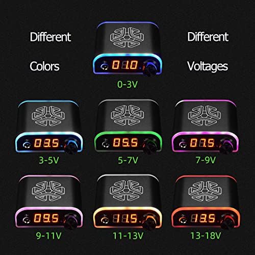 Tattoo Power Supply ATOMUS Digital Power Supply With Cable Foot Pedal Button Colorful Light For Tattoo Machine Pen Liner And Shader Tattoo Machine Power Supply (Black)