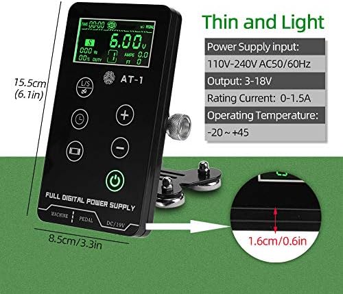 Tattoo Power Supply ATOMUS Professional Digital LCD Touch Screen Power Supply For Tattoo Machine Liner And Shader 45° Rotatable Multi-functional Fit For All Tattoo Machine Supplies