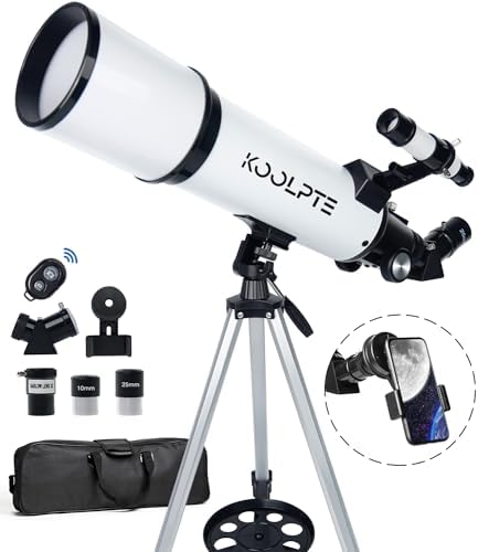 Telescope 80mm Aperture 600mm - Astronomical Portable Refracting Fully Multi-Coated High Transmission Coatings AZ Mount with Tripod Phone Adapter Wireless Control Carrying Bag