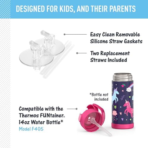 THERMOS FUNTAINER 14 Ounce Insulated Bottle Replacement Straws 2 Straws