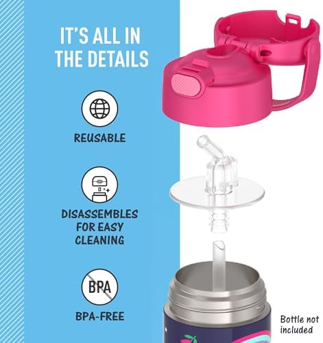 THERMOS FUNTAINER 14 Ounce Insulated Bottle Replacement Straws 2 Straws