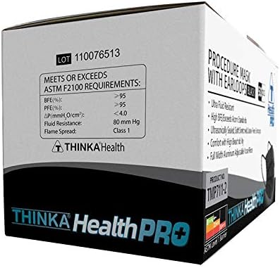 THINKA MASK WITH EARLOOPS (50pcs) - [BLACK]-Medical Mask - Surgical Mask -ASTM Level 1 Mask