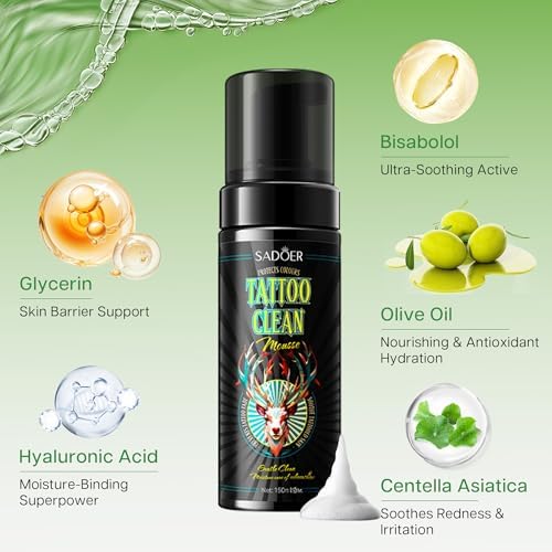 TINYLENS Tattoo Aftercare Foam 150ml Tattoo Soap For Tattoo Wash Piercing Cleanser With Olive Oil & Centella