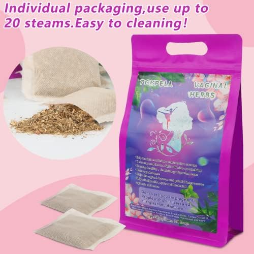 TOKPELA Yoni Herbs For Cleansing And Tightening 100% Organic V Steaming Herbs (Filter Bag Packaging Yoni Kit V Steam Herbs Tone & Rejuvenate For Women - V Cleansing Ph Balance 20 Steams